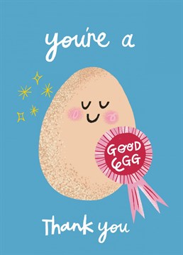 Send a pun-tastic thank you with this jolly, hand drawn egg character card. Bright, colourful and cute; an all round good egg! Designed by Aimee Stevens Design.