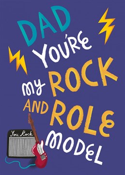 Send your Rock and Roll Dad a terribly pun-derful Father's Day card featuring an amp, guitar and hand lettering. A bright, colourful and happy design for your special Dad on Father's Day or Birthday. Oh, did I mention the lightening bolts? Yeah, Rock on Dad! By Aimee Stevens Design