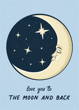Let them know just how much you love them with this cute sleepy moon Anniversary card.
