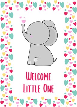 Welcome the new baby boy or girl into the world with this adorable colourful elephant card designed by Amy Walton.