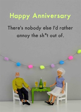 How very loving! Does annoying your other half get you out of bed in a morning? Then this Jeffrey & Janice card is perfect to send on your anniversary.