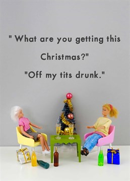 They!ve only asked Santa for seven things and they!re all bottles of gin. A Christmas card designed by Jeffrey & Janice.
