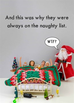 We all know Santa would have joined in he loves emptying his sack. A Christmas card designed by Jeffrey & Janice.
