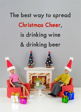 Wine and beer do not mix you will be spending the rest of the day next to the toilet in case of throwing up. A Christmas card designed by Jeffrey & Janice.