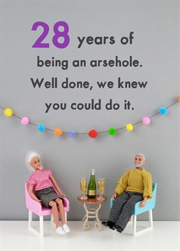 And you're still stuck with them! Make every year a milestone to celebrate (sort of) with this cheeky birthday card by personalising the age. Designed by Jeffrey & Janice.