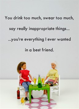 If your best friend is your wing gal, let her know you rate her with this hilarious Jeffrey and Janice Birthday card.