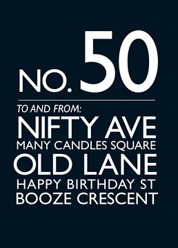No. 50 Birthday card by Bluebell 33. Nifty at fifty! Wish them a happy fiftieth with this fun Birthday card!