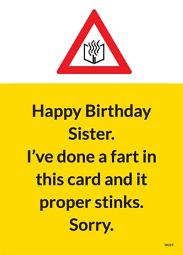 Sister Fart. Birthday Card For Sisters by Brainbox Candy.Wish your sister a happy birthday with added flatulance by sending this funny card.