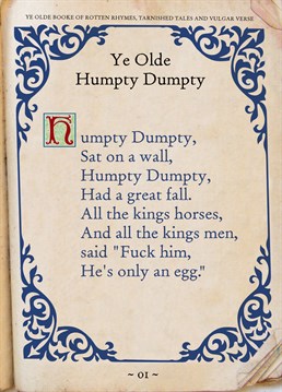 You will never see this nursery rhyme the way you used to with this Birthday card by Brainbox Candy.