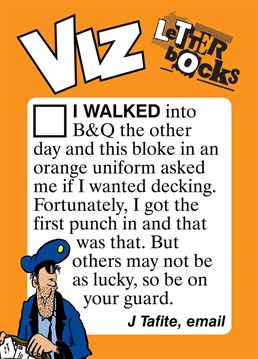 Send this Viz, Letterbocks - B&Q card to any Viz lovers you know!