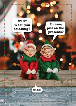 Send this funny Christmas card to someone who enjoys the mischief the naughty elves bring during the festive season! Designed by Brainbox Candy