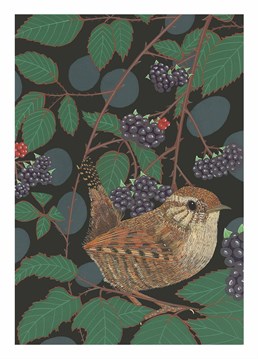 An adorable little bird looking for its next berry. A Birthday card designed by Bird.