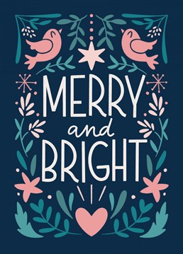 Pretty and fun greeting card with floral motifs and lettering to wish Merry Christmas to your loved ones.