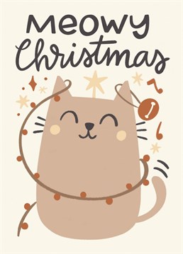 Cute greeting card to wish Meowy Christmas to any cat lover.