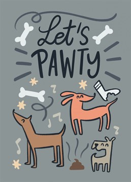 Greeting card with cute dogs illustrations to send birthday wishes.
