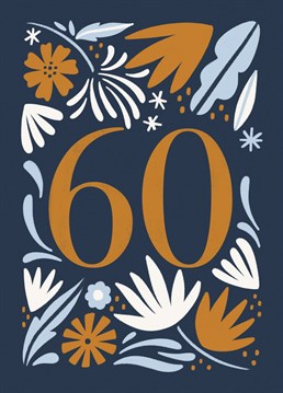 Elegant card with botanical illustration. Ideal to celebrate the 60th anniversary or 60th birthday
