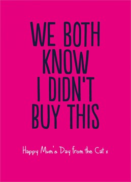Cat Mum's are a thing. They give and give, and the cat, naturally, couldn't give a shiny crap. At least this funny Mother's Day card shows some love, even if that fluffy b*stard doesn't.