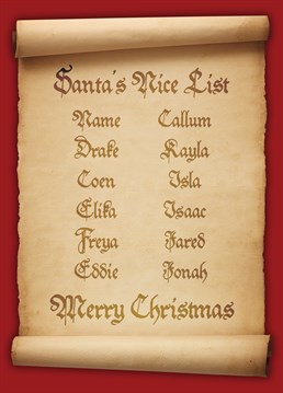 Simply add their name to wish your child a very Merry Christmas and put them on Santa's nice list!