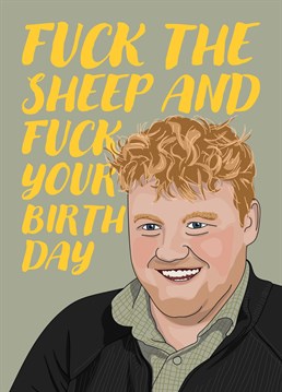 Wish someone a happy birthday with this card featuring Kaleb Cooper, the breakout star of this years biggest hit, Clarkson's Farm. Let your recipient feel the love that Kaleb himself feels for sheep.