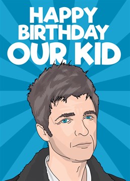 Send that Oasis / Noel Gallagher fan in your life some birthday greetings with this card featuring a design of Noel Gallagher.