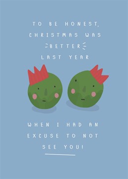 Say merry Christmas with this cheeky humoured sprout card