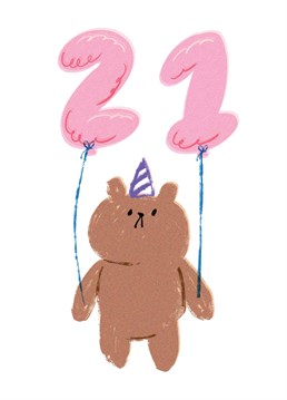 Celebrate their big 21st with this cute Bearly Getting By design. Designed by Matt Nguyen from Jolly Awesome.