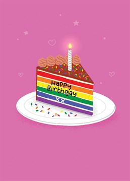 Enjoy my LGBTQ+ range with this cute Gay/Pride flag colour birthday card.