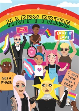 Send this cute Pride parade card to a friend or family member to show them you're thinking of them during Pride.