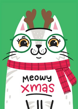 Send a crazy cat person, who probably likes to dress up their cat, this cute Christmas card to really make their day.