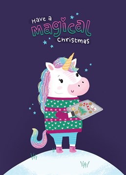 Who doesn't love unicorns? Send this cute Christmas card to someone to wish them a magical Christmas.