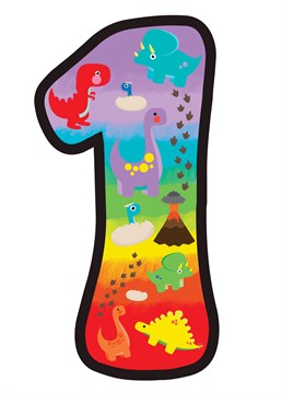 Bright dinosaur theme number one in rainbow colours.   Perfect for any first Birthday celebrations.
