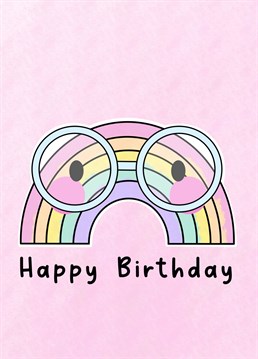 Wish someone Happy Birthday with this super cute Kawaii style Rainbow card.