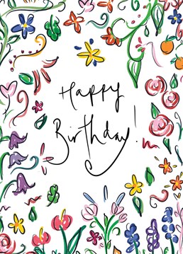 A joyful floral birthday card perfect to send to your Mum, Nan, girlfriend, friend or anyone who loves flowers and colour. Designed by Bellynam Studio