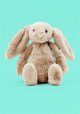 <ul>
    <li>This bunny may be shy but he&rsquo;ll be your friend for life!</li>
    <li>The Bashful Beige Bunny by Jellycat is a beautiful soft toy and a great gift for a new arrival to treasure forever.</li>
    <li>With his pastel pink nose, soft floppy ears and of course, fluffy white cotton tail, this bunny is the best bedtime buddy for any little one to cuddle up to.</li>
    <li>Dimensions: 31cm high, 12cm wide (Medium)</li>
</ul>