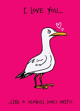 Everyone knows seagulls love chips, and that they are prepared to maul to get them. Send this slightly menacing Cardinky Valentine card to your loved one, then get out the salt and vinegar.