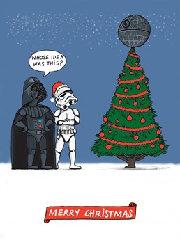 How in the Force did the Death Star get up there? This Christmas cardinky Christmas card is perfect for any Star Wars fanatic.