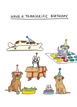 Send this cheekily illustrated cartoon humour card to a lover of puns and dogs on their birthday.