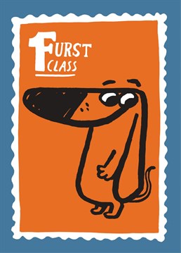 A retro cartoon dog design great to send to a super sausage to celebrate their graduation, birthday or just to say well done!