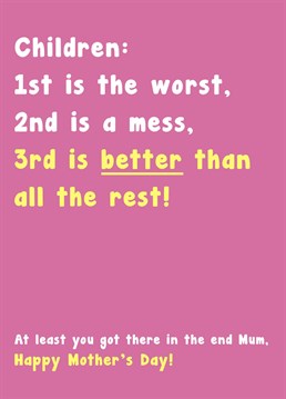 Make your Mum laugh and poke fun at your siblings with this funny Mother's Day card. Designed by Card and Cake.