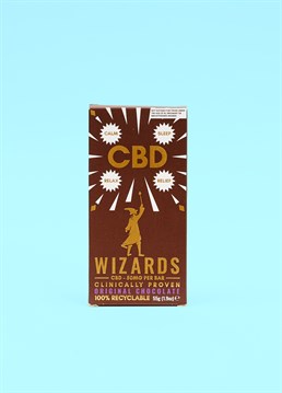The Wizards CBD Chocolate is for those that want to indulge and relax at the end of a long day. CBD chocolate INFUSED with essential oils, superfood extract, and 50mg of CBD to deliver a velvety, smooth and creamy taste. Contains Milk.