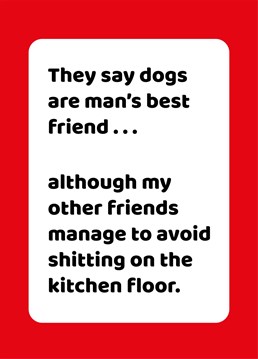 They say dogs are man's best friend . . . although my other friends manage to avoid shitting on the kitchen floor. Make your recipient giggle with this funny card by the Comedy Card Company.