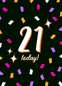 Wish someone a very happy 21st birthday with this funky illustrated confetti design!