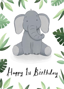 A cute elephant jungle card to celebrate a special first Birthday!