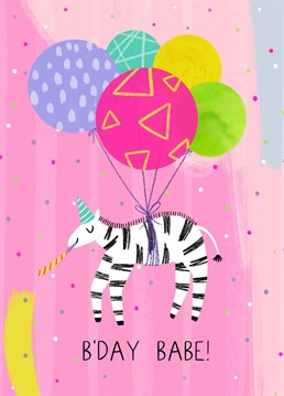 A bright and colourful card of a partying zebra. A fun card to celebrate a special Birthday! Designed by Chloe Fae Designs.