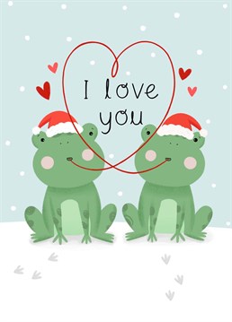 A cute illustration of a frogs in love wearing Santa hats. Perfect to send to the one you love this Christmas! Designed by Chloe Fae Designs.