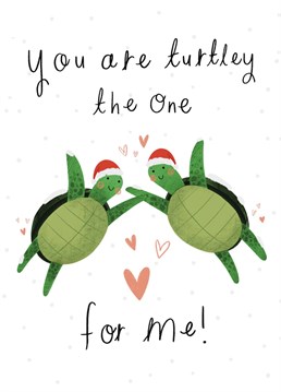 A cute illustration of turtles in love wearing Santa hats. The prefect card to send to your other half this Christmas! Designed by Chloe Fae Designs.