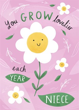A cute illustrated flower pun card to send to your Niece on her Birthday! Illustrated by Chloe Fae Designs.