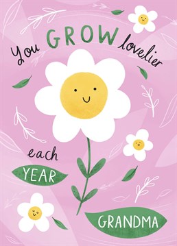 A cute illustrated flower pun card to send to your Grandma on her Birthday! Illustrated by Chloe Fae Designs.