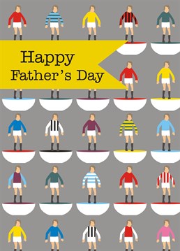 If he's a massive football fan with all the kit and knowledge (but not the skill) this Father's Day card by Claire Giles is perfect for him.