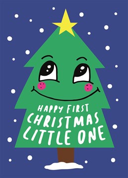 They may not know what it is yet but wish the little one in your life a happy first Christmas with this adorable card by Scribbler.